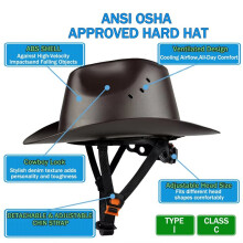 2X Cowboy Safety Helmet with Vent Hole HDPE Full Brim Hard Hat for Outdoor Construction Railway Rescue Work Cap A