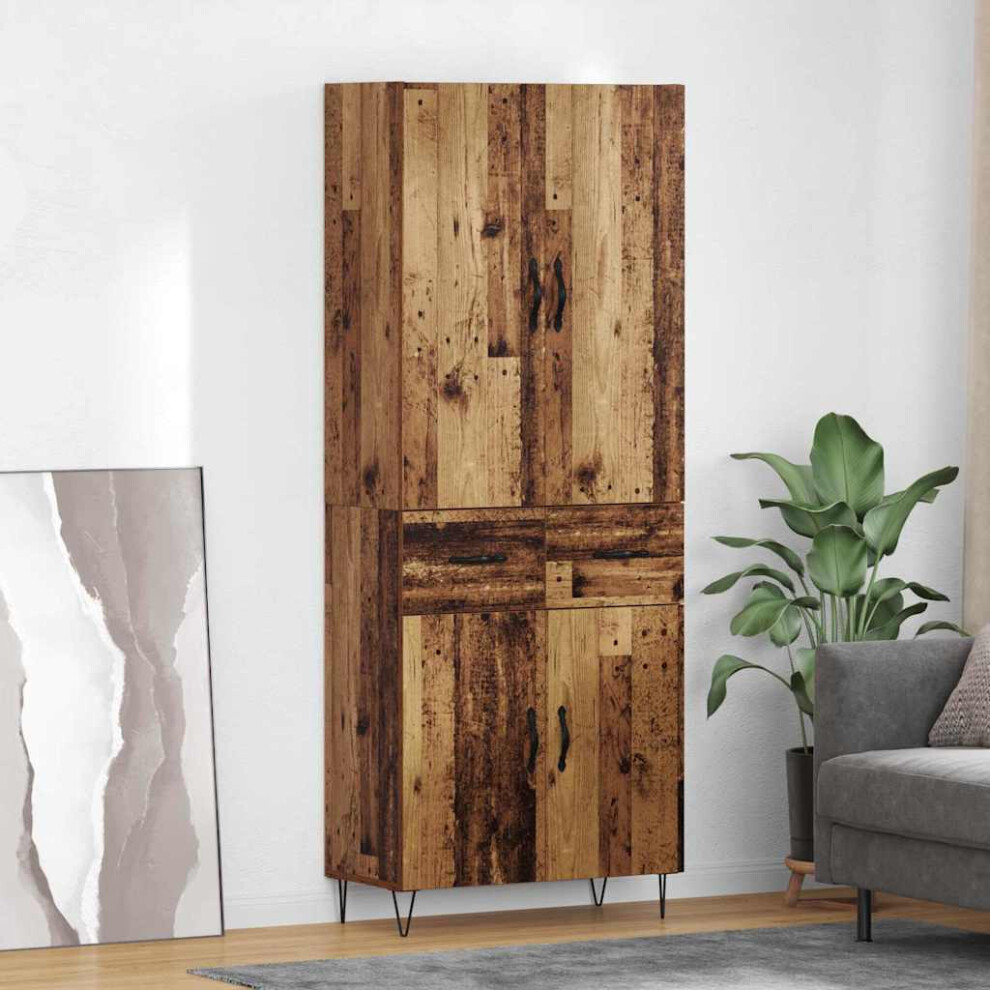 Vidaxl Highboard With Drawer 2 Pcs Old Wood Engineered Wood And Glass