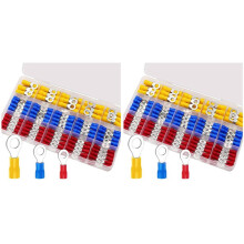 500Pcs Insulated Wire Connectors Crimp Terminal Kit O-Type Wire Lug PVC Round Ring Cold-Press Pre-Insulated Terminal