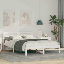 vidaXL Bed Frame with Headboard White 120 x 190 cm Solid Pine Wood