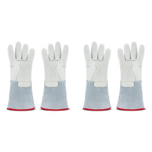 4x Kryohandschuhe, 36 cm Lang, Mittellang, LN2-Schutzhandschuhe für Flüssigen Stickstoff/Trockeneis/Kühllagerung