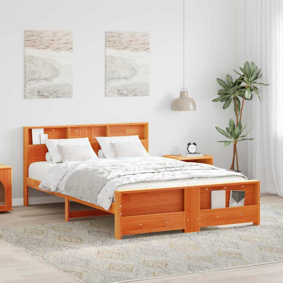 Vidaxl Bed Frame With Headboard Wax Brown 160 X 200 Cm Engineered Wood