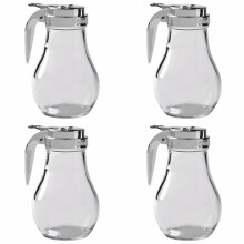4X Sirupspender, Tropffreie Sirupflasche Aus Glas für Ahornsirup, Honigspender, Spülmaschinenfester Sirupbehälter Aus Glas