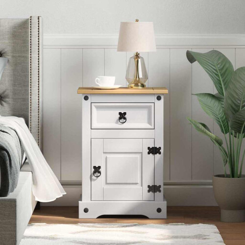 VidaXL vidaXL Bedside Table Corona White 45 x 35 x 64 cm Solid Pine Wood