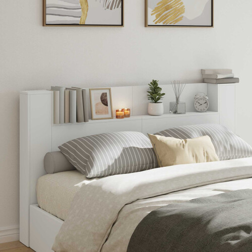 VidaXL vidaXL Storage Headboard with LED White Engineered Wood