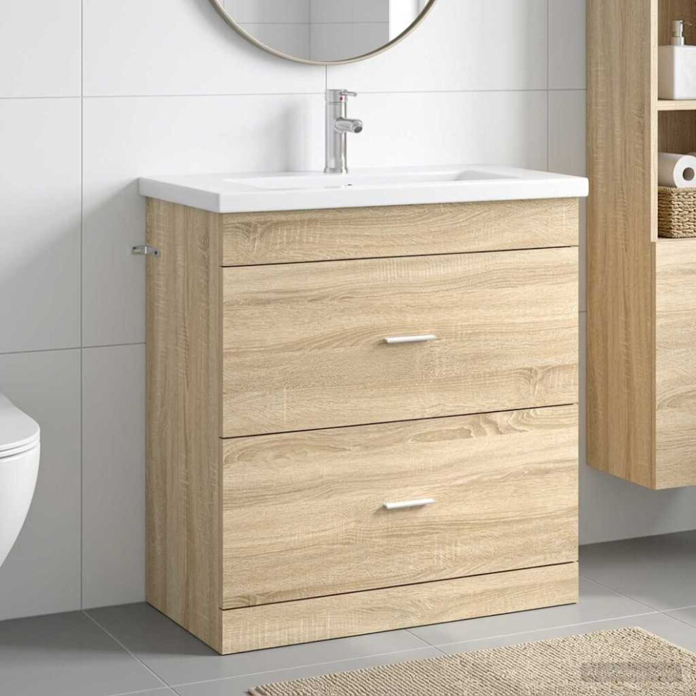 Vidaxl Bathroom Furniture Set Sonoma Oak 81 X 40 X 84.5 Cm