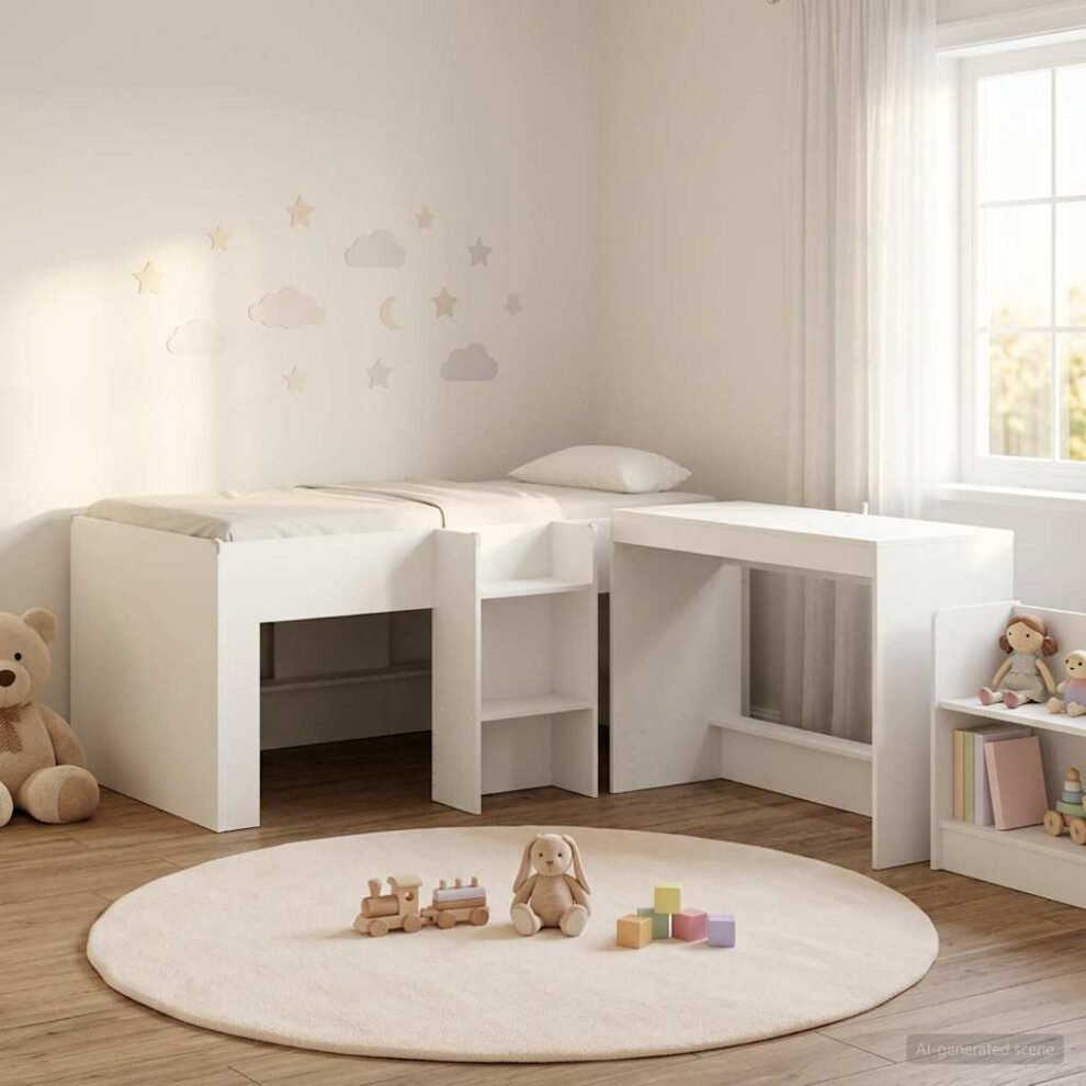 Vidaxl Kids'high Bed Frame With Desk 80 X 160 Cm White