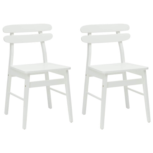 VidaXL vidaXL Dining Chair 2 pcs White Solid Rubber Wood 1
