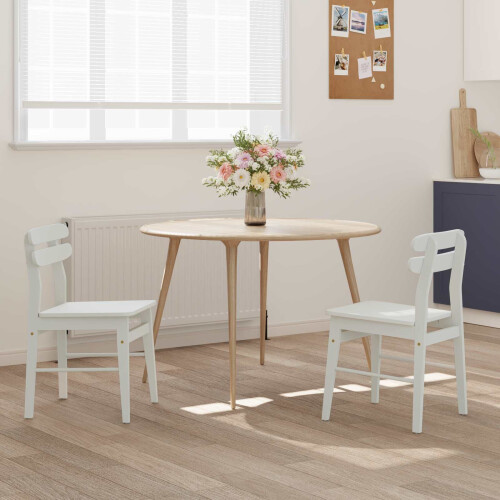 VidaXL vidaXL Dining Chair 2 pcs White Solid Rubber Wood 2