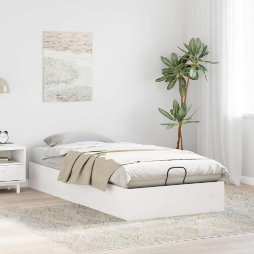 VidaXL vidaXL Ottoman Bed Frame with Storage White 75 x 190 cm 1