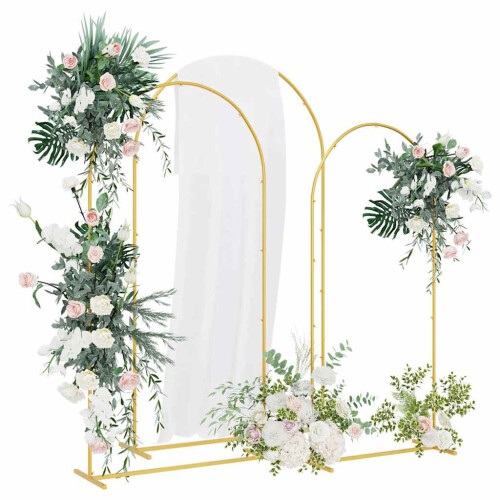 VidaXL vidaXL Wedding Arch 3 pcs Gold Steel 1