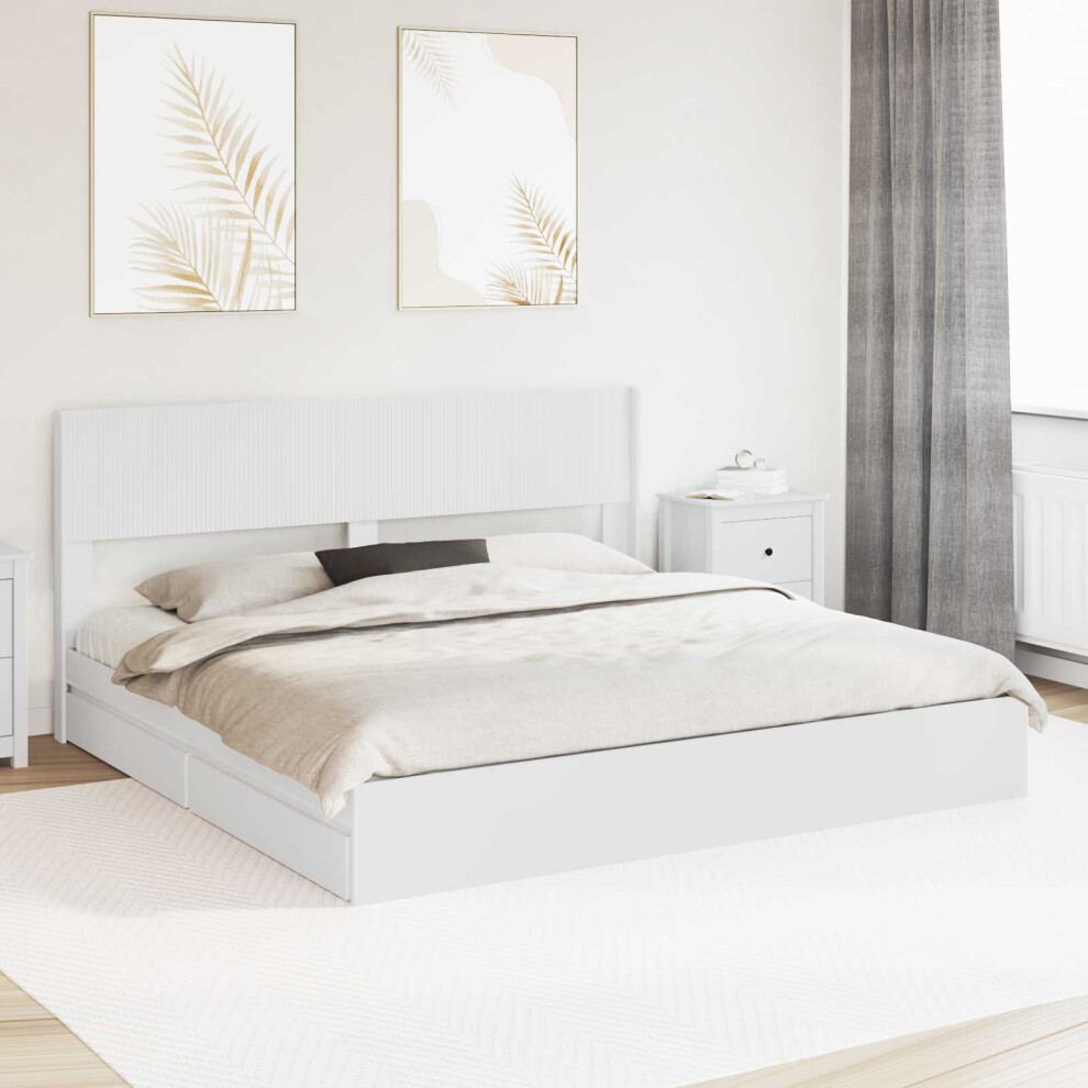 Vidaxl Bed Frame With Storage And Headboard White 180 X 200 Cm