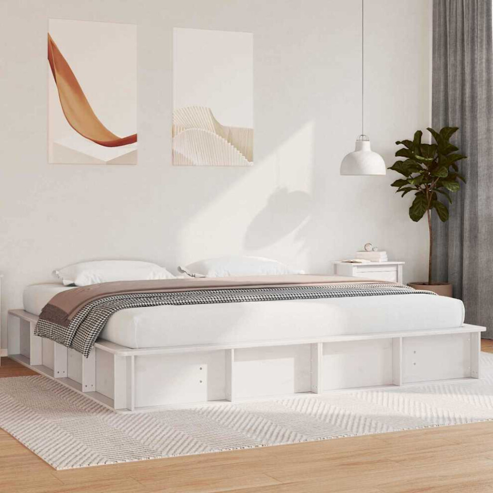 Vidaxl Bed Frame White 180 X 200 Cm Solid Pine Wood