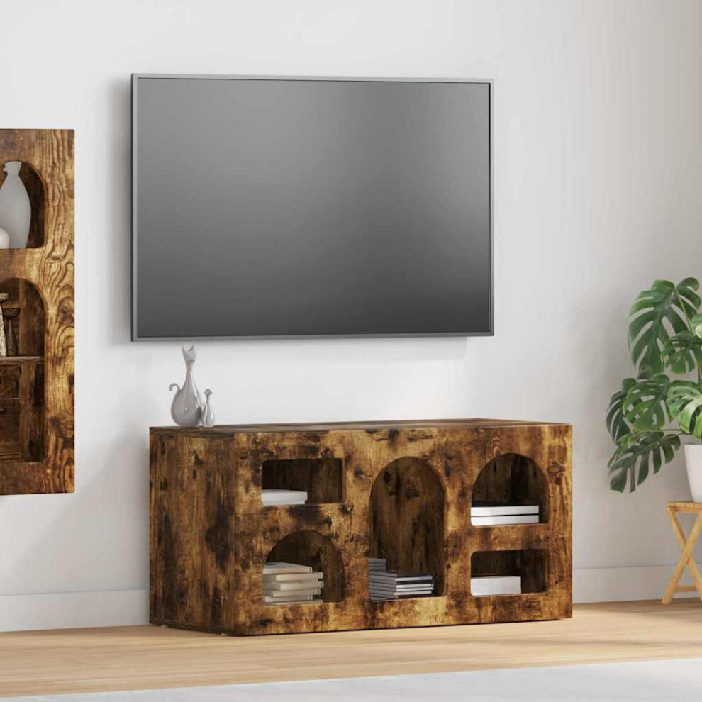 Vidaxl Tv Cabinet Smoked Oak 80 X 35 X 40 Cm Engineered Wood