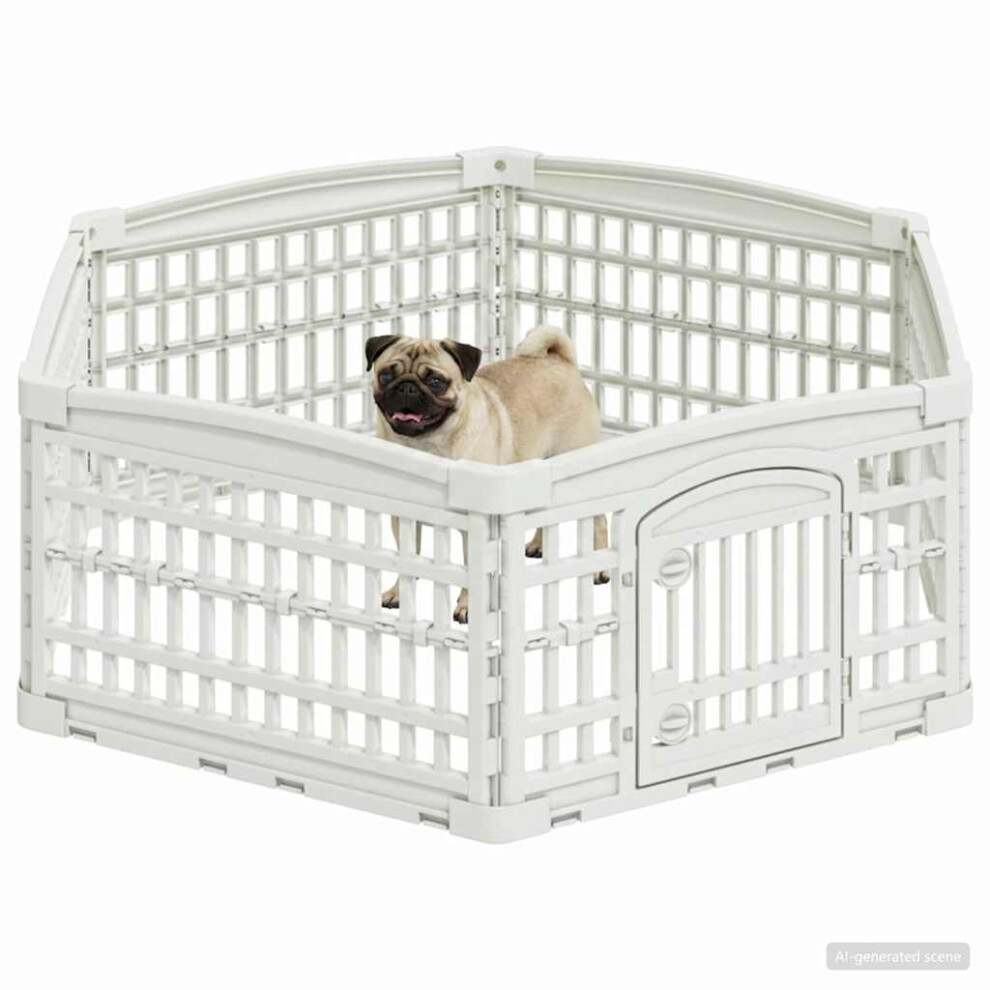 Vidaxl 6 Panel Dog Playpen White 122 X 106 X 40 Cm Plastic