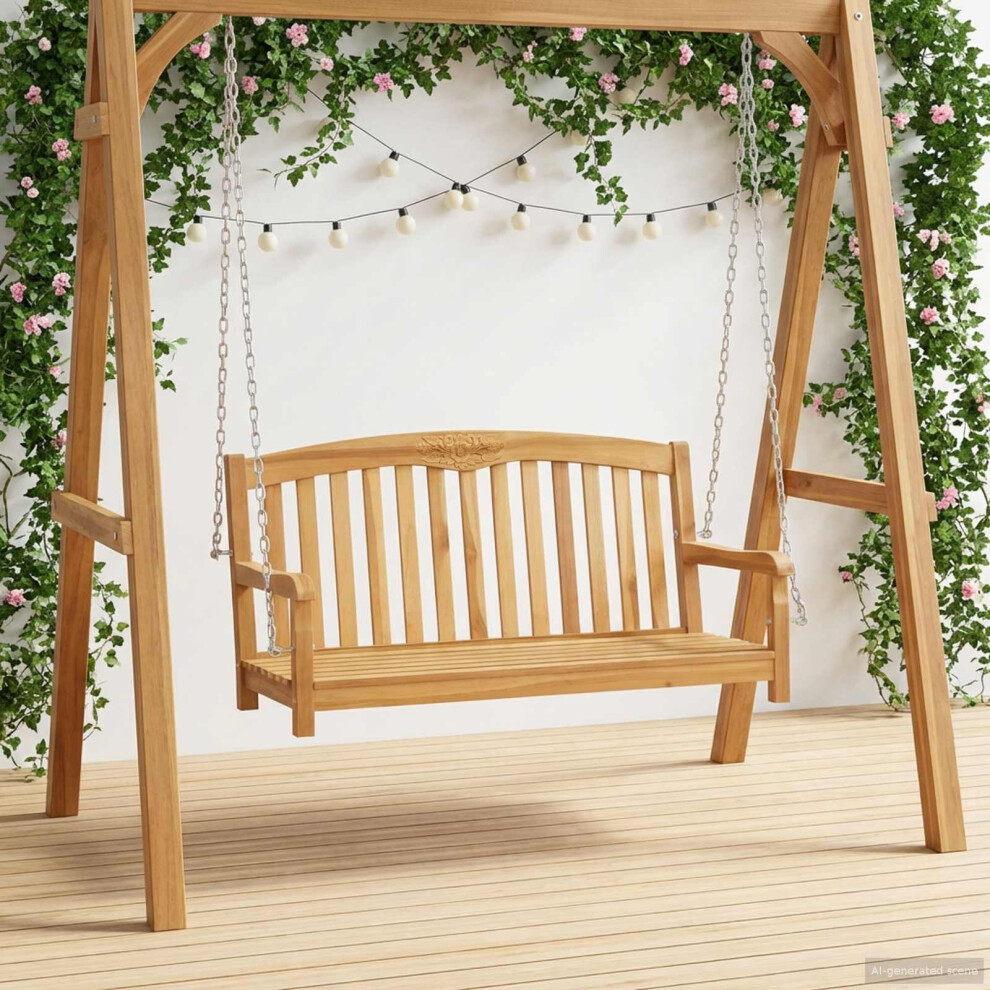 Vidaxl Swing Bench Natural 114 X 61 X 61.5 Cm Solid Teak Wood