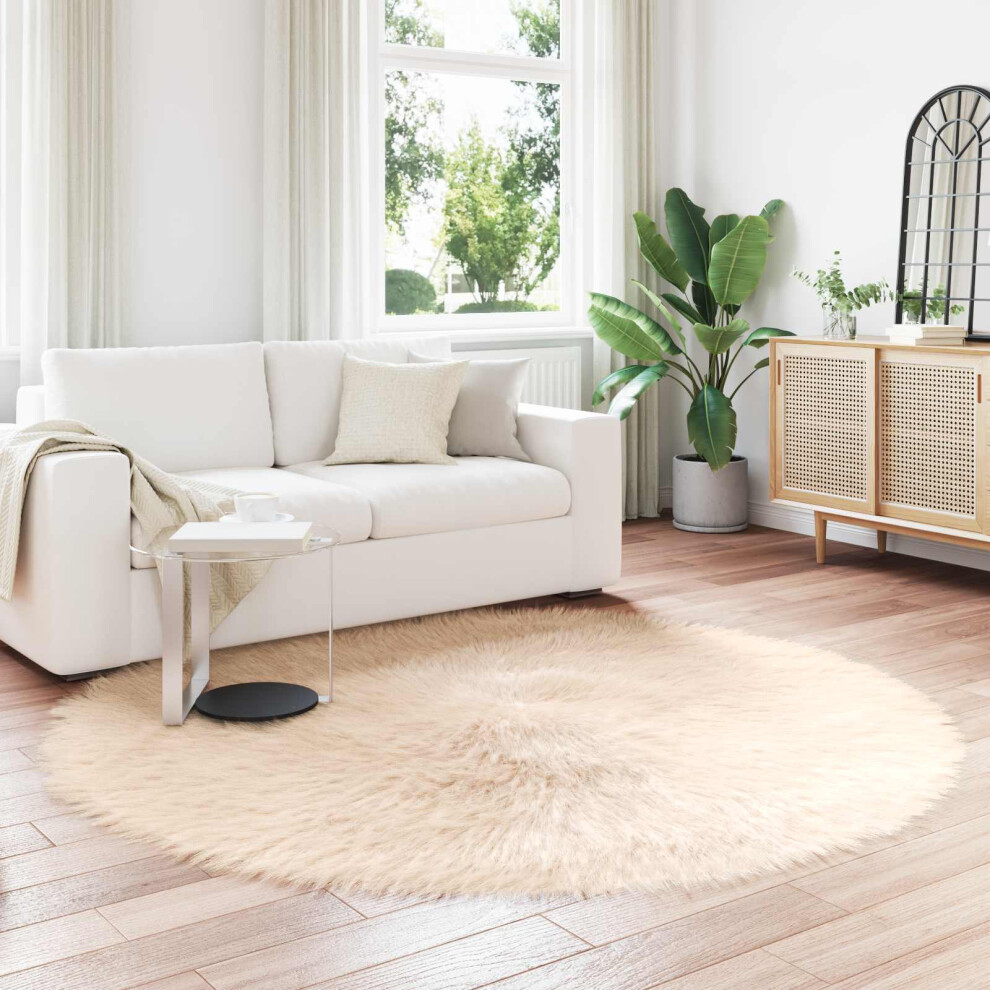 Vidaxl Faux Sheepskin Rug Tafalla Beige Ø 160 Cm Polyester