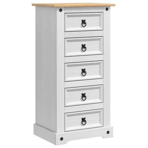 VidaXL vidaXL Bedside Table Corona White 53 x 39 x 103 cm Solid Pine Wood 1
