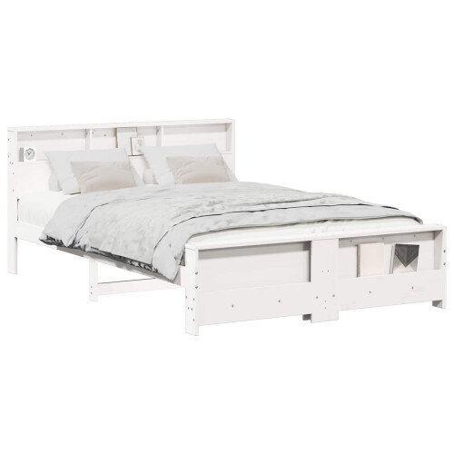 VidaXL vidaXL Bed Frame with Headboard White 150 x 200 cm Engineered Wood 1