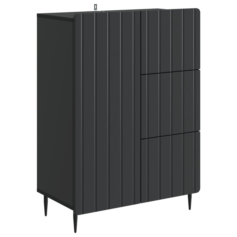 Vidaxl Sideboard With Drawer 66 X 34.5 X 91.5 Cm Engineered Wood Black