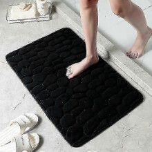 2026 Great!! Tapis De Bain Antidrapant En Pierre Gaufre - Noir, Mousse Mmoire De Forme - Tapis De Bain 4060 Cm ,paillasson Couleur Pure, Repose-pieds