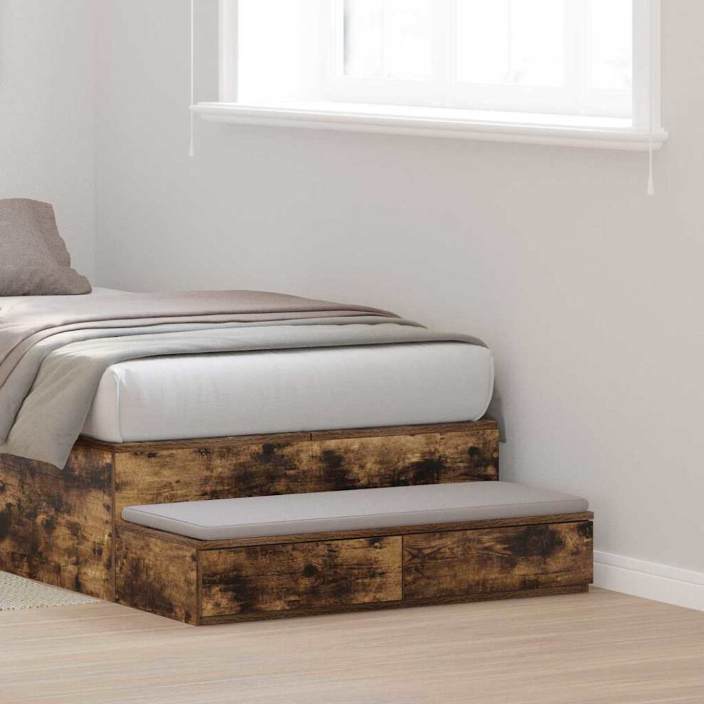 Vidaxl Bed Drawers Smoked Oak 80 X 36.5 X 16.5 Cm Engineered Wood