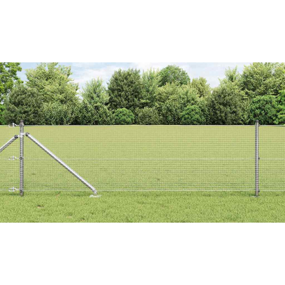Vidaxl Welded Wire Fence With Spikes 25 X 0.4 M Silver Mesh