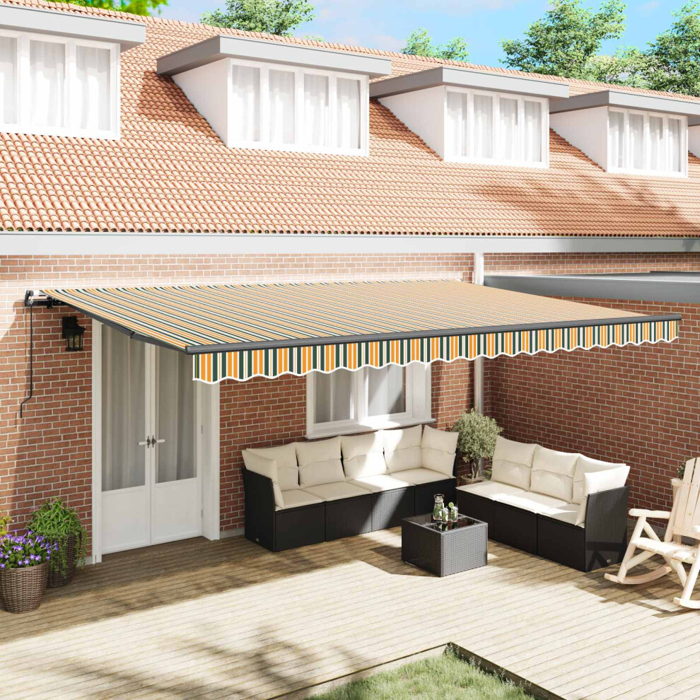 Vidaxl Retractable Awning Green And Yellow 500 X 300 Cm