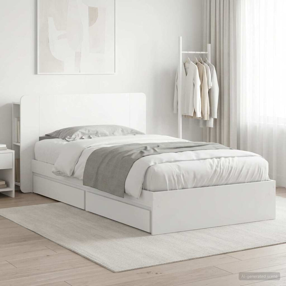 Vidaxl Bed Frame With Storage White 75 X 190 Cm Engineered Wood