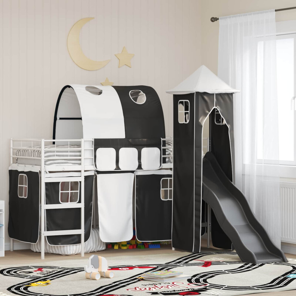 Vidaxl Kids'loft Bed Frame White And Black 100 X 190 Cm Metal
