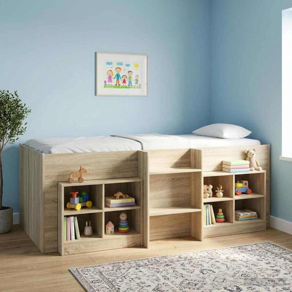 Vidaxl Kids'high Bed Frame 2 Pcs Sonoma 203 X 101.1 X 68.5 Cm