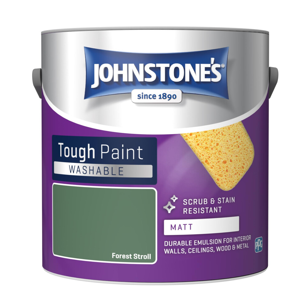 Johnstone's - Washable Paint - Forest Stroll - Matt Finish - Emulsion Paint - Highly Durable - Stain Resistant - Non Toxic & Low Odour - 12M2 Coverag