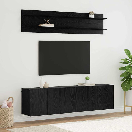 VidaXL vidaXL TV Units Wall-mounted 6 pcs Black oak Engineered wood