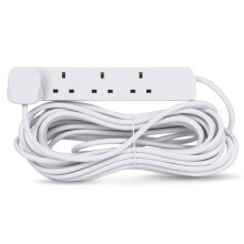 STATUS 4 Socket Extension Lead, 10m Cable 13A Power Strip for Home, Office or School, White (4WS10MCP10)