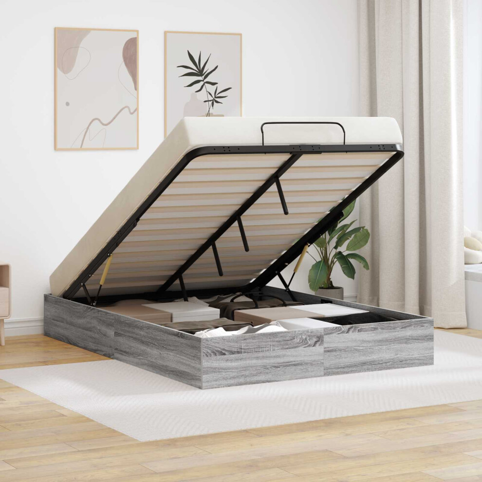 Vidaxl Ottoman Bed Frame Sonoma 203 X 120 X 25 Cm Engineered Wood Grey