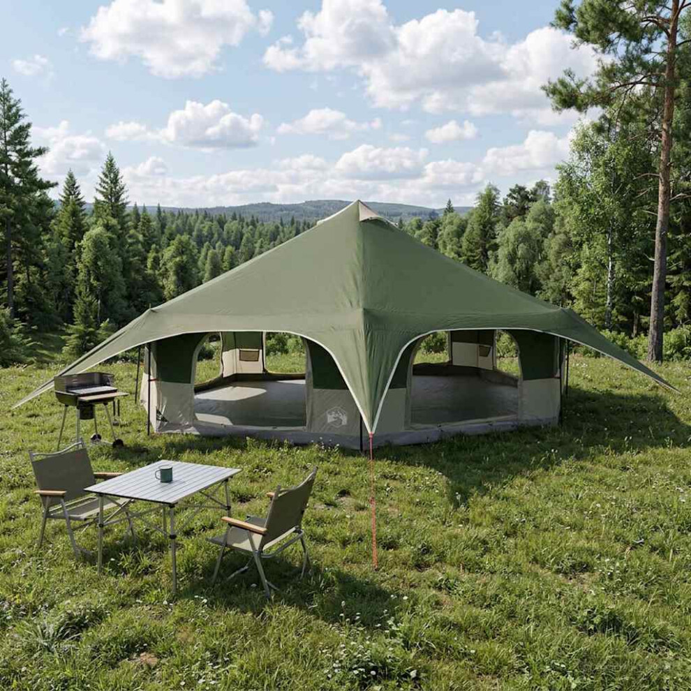 Vidaxl Family Tent Green 18-Person 185T Polyester With Pu Coating