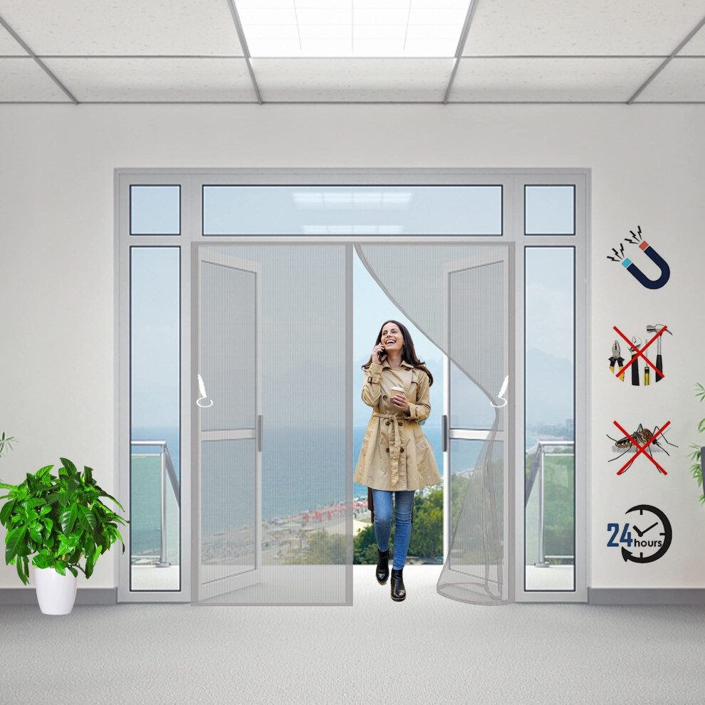 Magnetic Screen Door, 200X240cm Screen Mesh Curtain With Magnets & Full Frame Magic Tape, Insect Protection Door No Gap For Patio Balcony Garage Apar 5000869526005