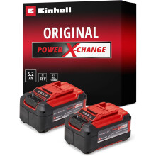 Einhell 18V 5.2Ah Lithium-Ion Battery Twin Pack Power X-Change, 2 x 5.2Ah Batteries, Universally Compatible With All Einhell PXC Power Tools And Gard