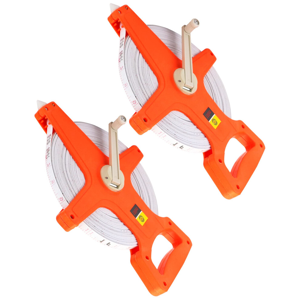 Qwork 2 Piece Open Reel Tape Measure, Fibreglass Surveyors Tape, 100M /330 Ft 5004197833866