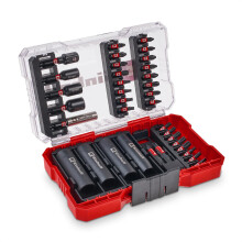 Original Einhell M-CASE 35-Piece Impact Bit and Socket Set (25 mm Bits, 50 mm Bits, Hexagon Sockets, Long Sockets, Socket Adapter, 60 mm Bit Holder I