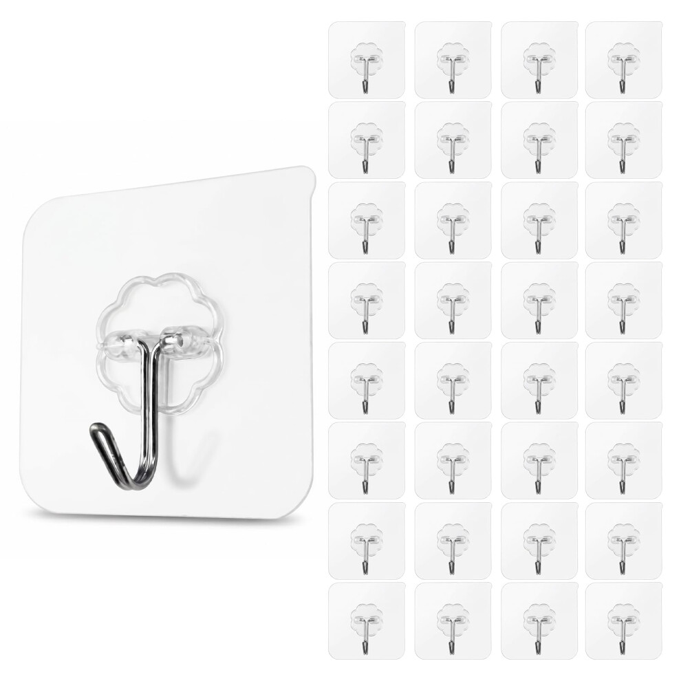 Muexoee Adhesive Hooks Heavy Duty Wall Hooks, 10Kg (22Lbs) Max Load Self Adhesive Sticky Hooks, Waterproof Removable Utility Hooks For Kitchen Bathro 5007291223403