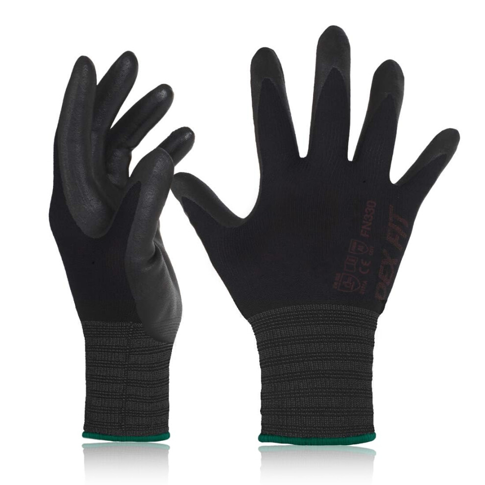 Dex Fit Work Gloves Fn330, 3D Comfort Stretch Fit, Power Grip, Durable Foam Nitrile Coated, Smart Touch, Thin & Lightweight, Machine Washable (Medium 5000121178126