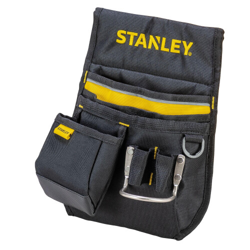 STANLEY STANLEY Leather Tool Belt Pouch, Double Pocket Storage Organiser, Hammer Loop, 1-96-181