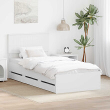 vidaXL Bed Frame with Drawer White 90 x 190 cm Engineer Wood