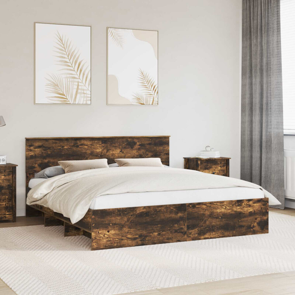 Vidaxl Bed Frame Smoked Oak 180 X 200 Cm Engineered Wood