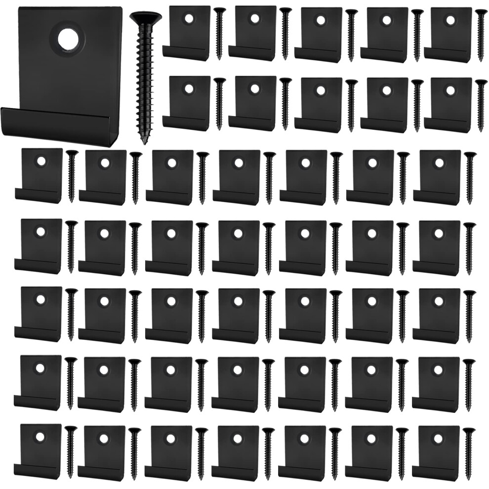 50Pcs Composite Decking Clips, Hidden Starter Fastener Board Clip With Self-Tapping Screw Stainless Steel Diy Hardware (Black) 5003030462362