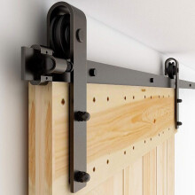 WOLFBIRD Sliding Barn Door Kit 5.5FT/173CM Black Heavy Duty Barn Door Sliding Hardware Track Kit for Single Wood Door 83.5CM Wide