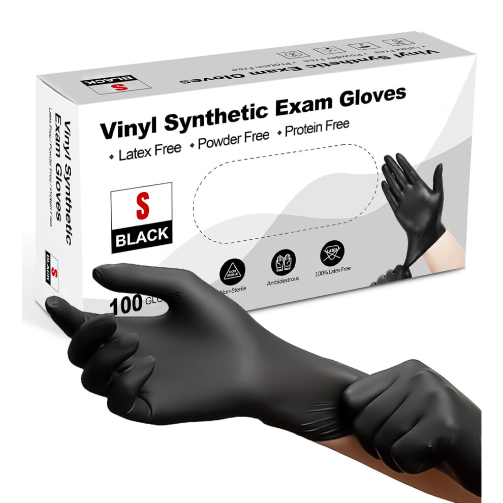 Promart Black Vinyl Disposable Gloves - Powder And Latex Free Medical Exam Gloves, Black, Industrial Grade, Non-Sterile, Food Safe, Disposable Gloves 5003456178755