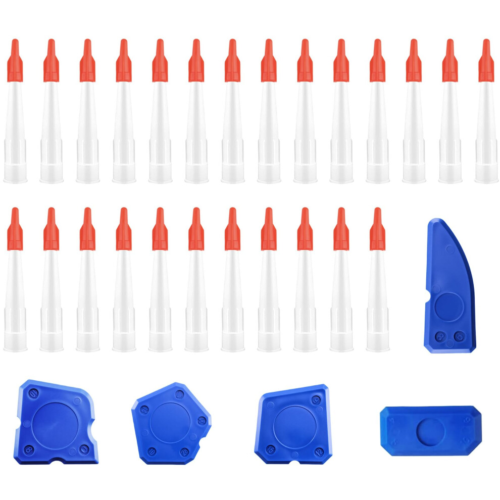 25Pcssilicone Nozzles With Caulk Cap Covers,Caulking Nozzles For Silicone Sealant Nozzle, Silicone Tube Sealing Finisher Nozzle For Mastic Cartridge 5009098578410