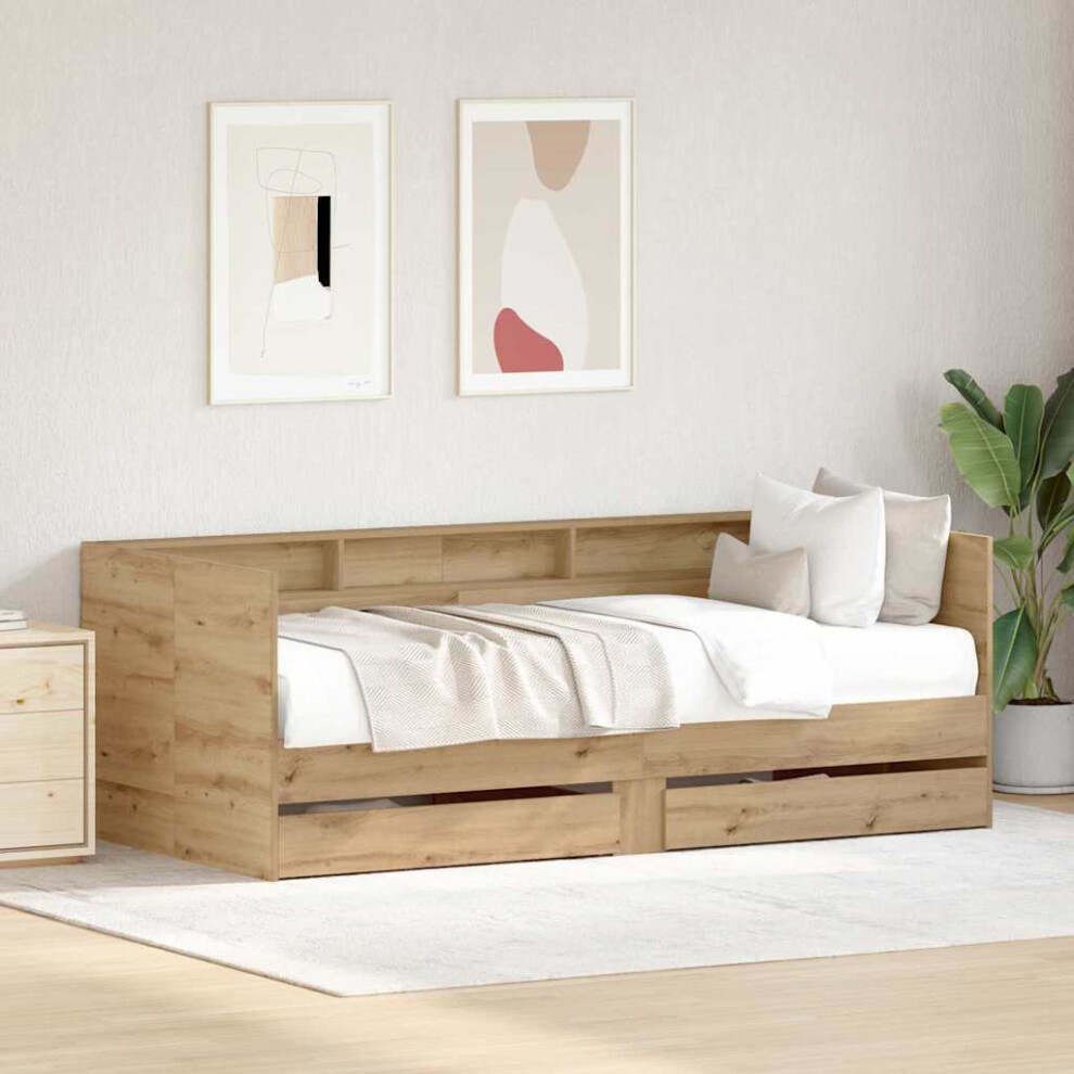 Vidaxl Daybed With Headboard Artisan Oak 90 X 190 Cm Engineered Wood